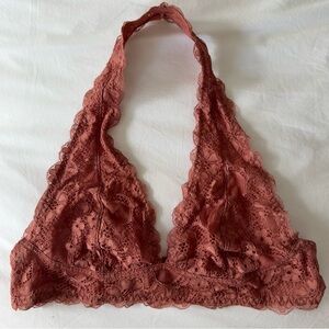 Intimately by Free People Rust Lace Halter Bralette M